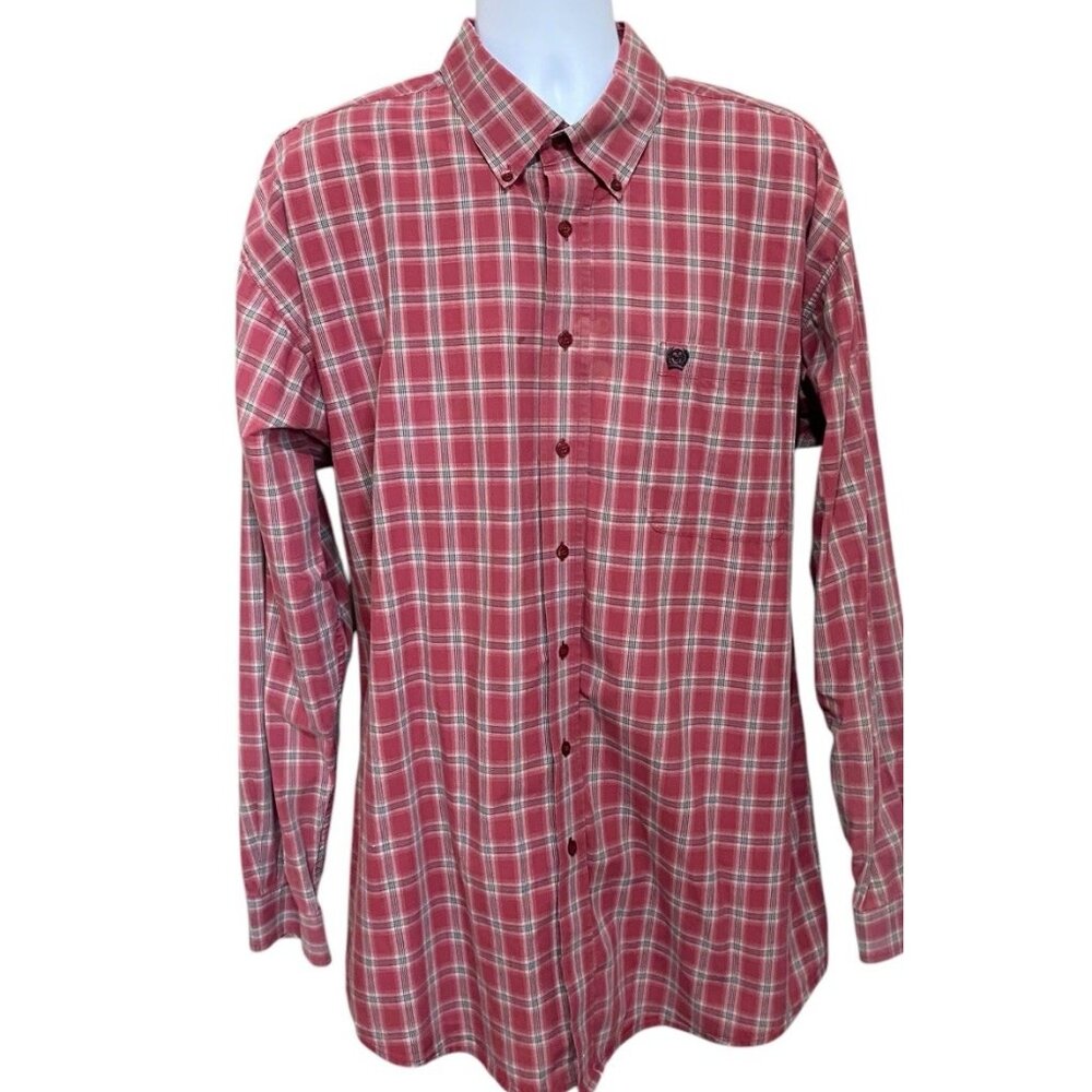 Cinch Western Shirt Mens XXL Button Red Plaid Long Sleeve Dress Rodeo